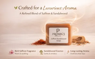 PROMIX‑5 Saffron Sandalwood Herbal Bathing Soap Bar 100g | Gentle Cleansing, Brightening, Deep Nourish, Natural Herbal Ingredients, Daily Use Skin Care thumbnail 4