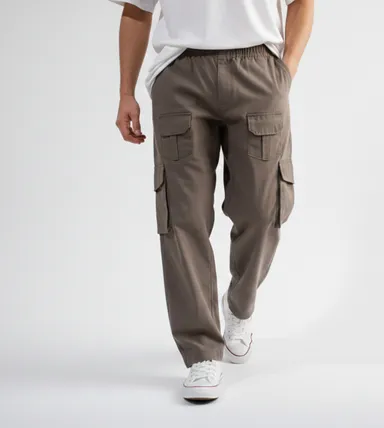 Mens Brown Cargo Pants Loose Fit Utility Trousers Multi Pocket Casual Workwear Relaxed Fit – Durable Cotton Blend Tactical Style Brown Cargos for Men India thumbnail 0