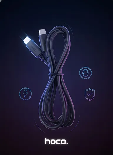 Hoco Type C to Type C Fast Charging Cable 60W 1m/1.2m/2m Nylon Braided Durable USB‑C to USB‑C Power Delivery Data Sync Cable for Smartphones Tablets Laptops PD Quick Charge India thumbnail 1