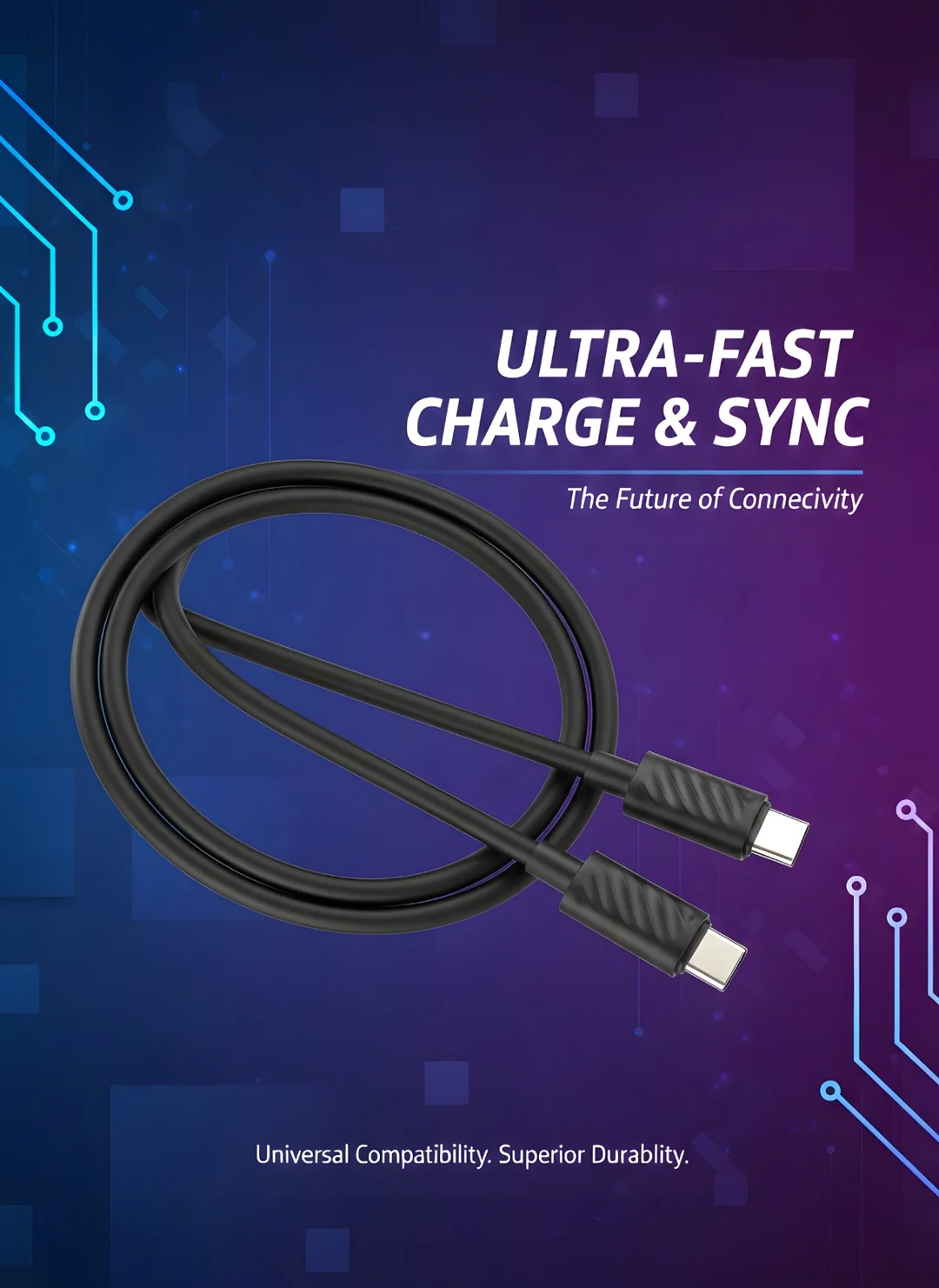 Hoco Type C to Type C Fast Charging Cable 60W 1m/1.2m/2m Nylon Braided Durable USB‑C to USB‑C Power Delivery Data Sync Cable for Smartphones Tablets Laptops PD Quick Charge India image 1
