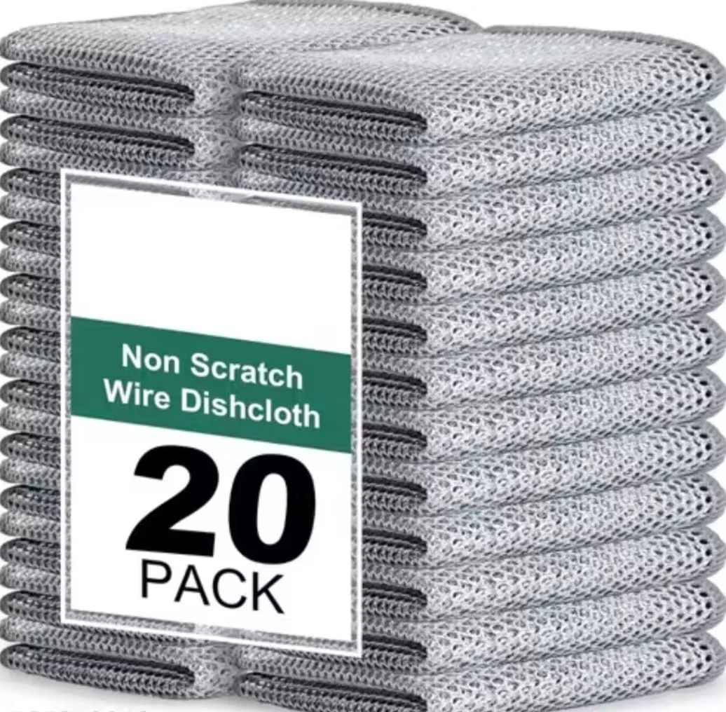 20 Pack Non-Scratch Wire Dishcloths | Heavy Duty Kitchen Cleaning Scrubbers| Reusable Dishwashing Cloths for Pots, Pans, Glass, and Utensils image 2