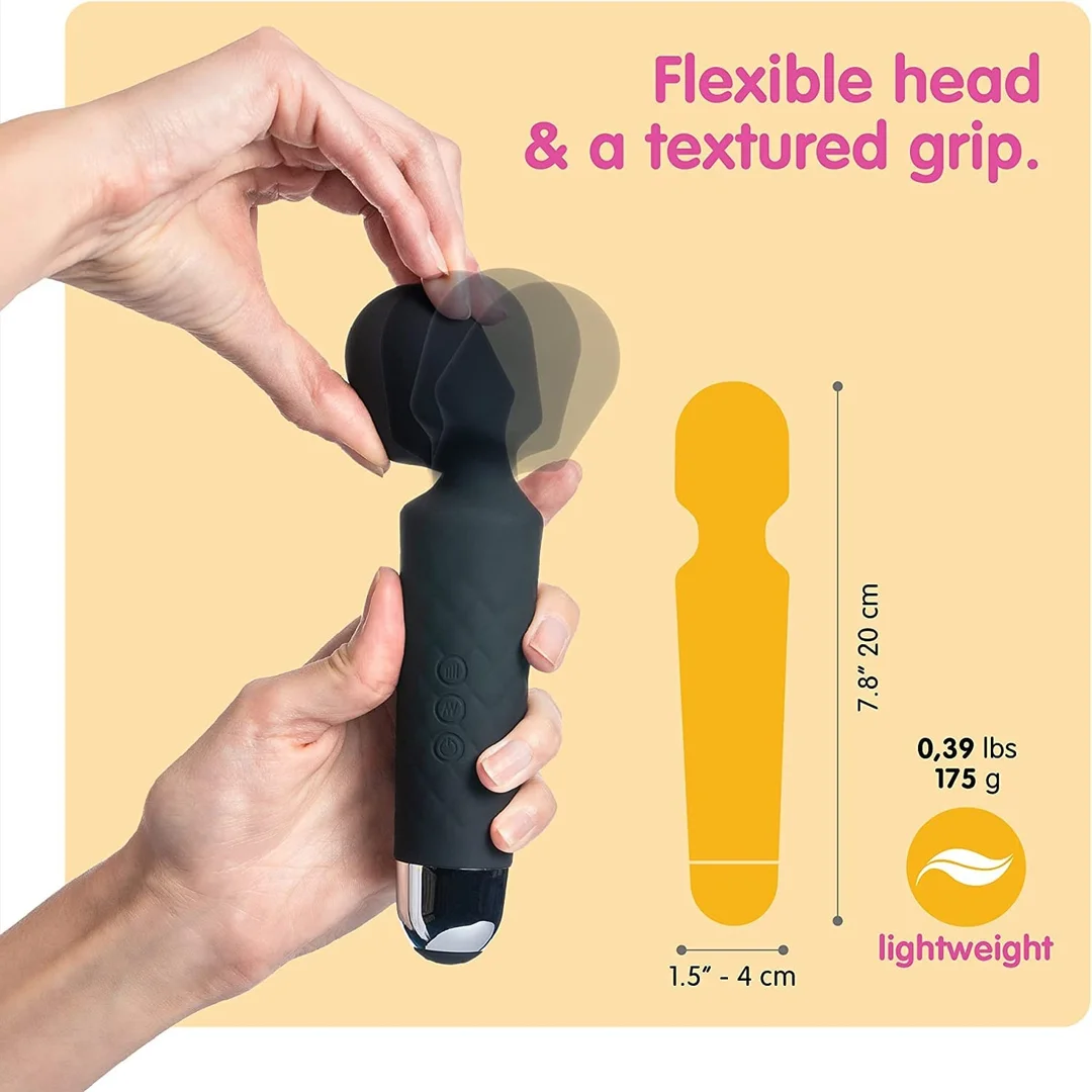 Rechargeable Handheld Body Massager with Medical-Grade Silicone 8 Speeds and 20 Modes image 2
