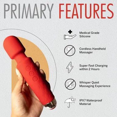 Rechargeable Handheld Body Massager with Medical-Grade Silicone 8 Speeds and 20 Modes thumbnail 4