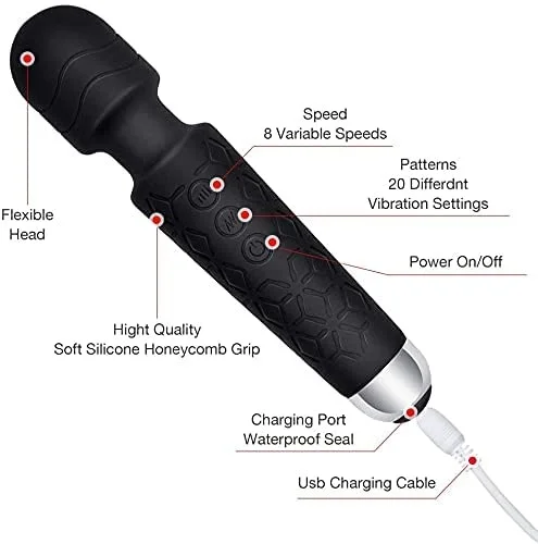 Rechargeable Handheld Body Massager with Medical-Grade Silicone 8 Speeds and 20 Modes image 9