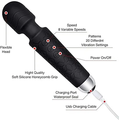 Rechargeable Handheld Body Massager with Medical-Grade Silicone 8 Speeds and 20 Modes thumbnail 8