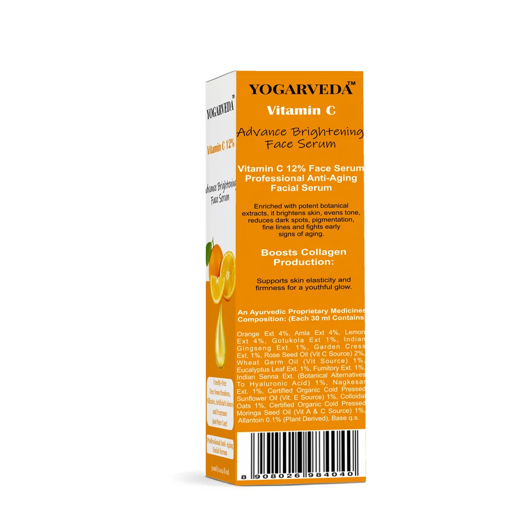 YOGARVEDA™ Herbal Vitamin C Face Serum | Skin Brightening & Anti-Aging Serum| Dark Spot Removal | Hydrating & Radiance Booster | For All Skin Types – 30ml image 3