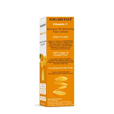 YOGARVEDA™  Herbal Vitamin C Face Serum | Skin Brightening & Anti-Aging Serum| Dark Spot Removal | Hydrating & Radiance Booster | For All Skin Types – 30ml thumbnail 3