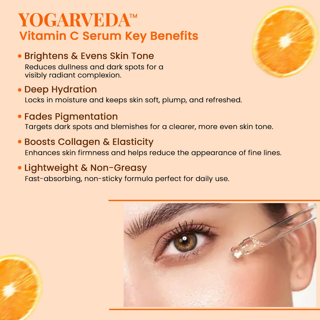 YOGARVEDA™ Herbal Vitamin C Face Serum | Skin Brightening & Anti-Aging Serum| Dark Spot Removal | Hydrating & Radiance Booster | For All Skin Types – 30ml image 6