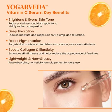 YOGARVEDA™  Herbal Vitamin C Face Serum | Skin Brightening & Anti-Aging Serum| Dark Spot Removal | Hydrating & Radiance Booster | For All Skin Types – 30ml thumbnail 5