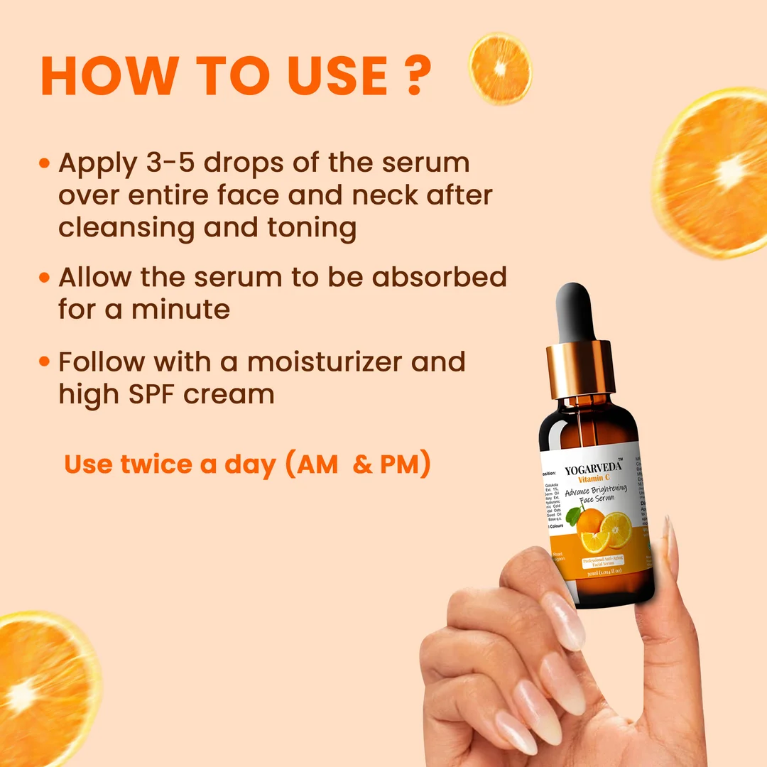 YOGARVEDA™ Herbal Vitamin C Face Serum | Skin Brightening & Anti-Aging Serum| Dark Spot Removal | Hydrating & Radiance Booster | For All Skin Types – 30ml image 7