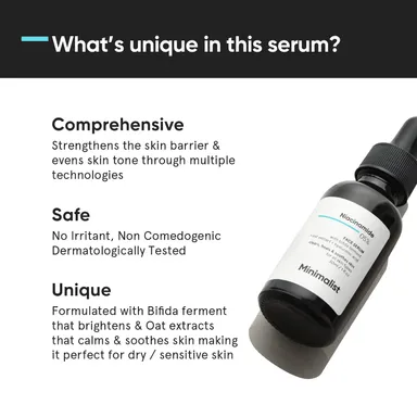 Minimalist Barrier Repair Niacinamide 5% Face Serum 30 ml for Dry Sensitive Skin with Hydration Brightening Repairing Formula for Women and Men thumbnail 2
