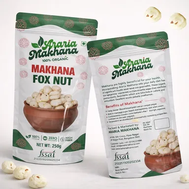 Araria Makhana Super Light Weight Fox Nuts Easy to Roast Makhana Healthy Snack | Indian Lotus Seeds High Protein Gluten Free Low Fat Popcorn Alternative thumbnail 0