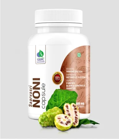 Saarvasri Noni Capsules 500mg Pure Morinda Citrifolia Extract Herbal Veg Immunity Booster Supplement for Blood Sugar Control Metabolism Support Overall Wellness Energy Digestive Health thumbnail 1