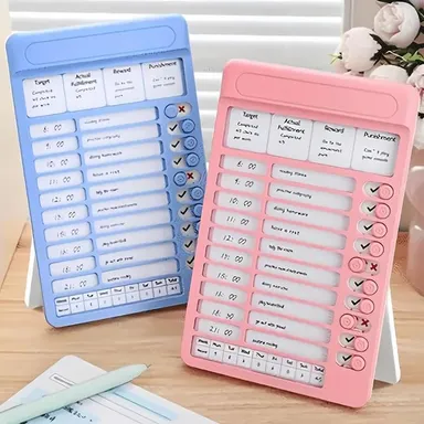 Portable Habit Planner Sliding To-Do Checklist Board Blue 1 Piece | Daily Self Discipline Chores Chart Morning Routine Planner for Home School Office Reusable Reminder Planning Board thumbnail 2