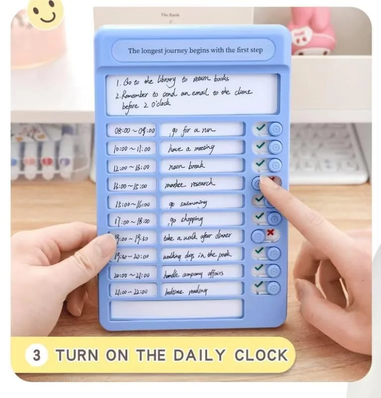 Portable Habit Planner Sliding To-Do Checklist Board Blue 1 Piece | Daily Self Discipline Chores Chart Morning Routine Planner for Home School Office Reusable Reminder Planning Board image 4