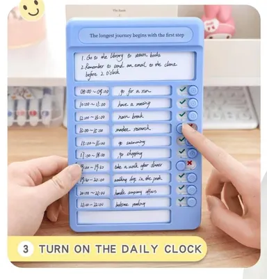Portable Habit Planner Sliding To-Do Checklist Board Blue 1 Piece | Daily Self Discipline Chores Chart Morning Routine Planner for Home School Office Reusable Reminder Planning Board thumbnail 3