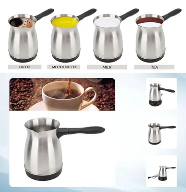 Electric Coffee Pot with Power Base Stainless Steel Body On/Off Switch | Portable Electric Coffee Maker for Home Office Kitchen  thumbnail 2