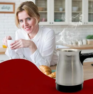 Electric Coffee Pot with Power Base Stainless Steel Body On/Off Switch | Portable Electric Coffee Maker for Home Office Kitchen  thumbnail 4