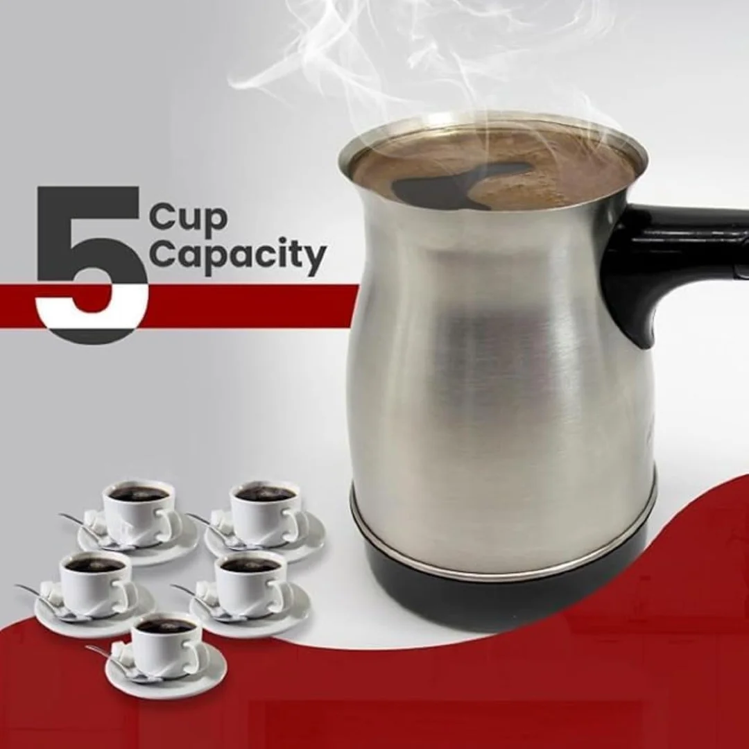 Electric Coffee Pot with Power Base Stainless Steel Body On/Off Switch | Portable Electric Coffee Maker for Home Office Kitchen image 6