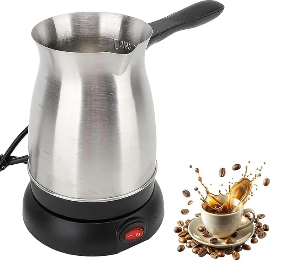 Electric Coffee Pot with Power Base Stainless Steel Body On/Off Switch | Portable Electric Coffee Maker for Home Office Kitchen image 1