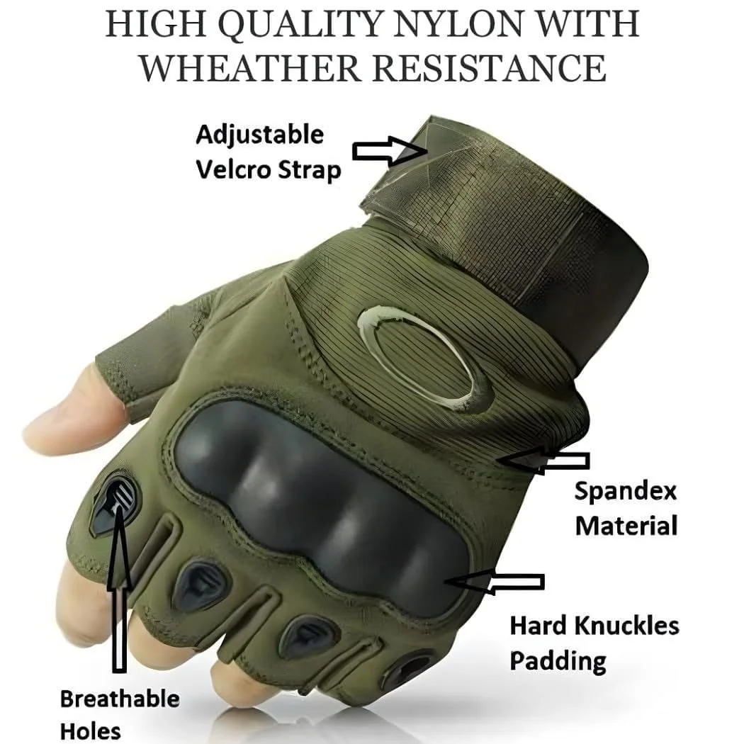Tactical Riding Gloves for Men Half-Finger Motorcycle Gloves with Rubber Knuckle Guard Non-Slip Grip Palm Padding | Protective Bike Riding Sports Gloves for Outdoors image 5