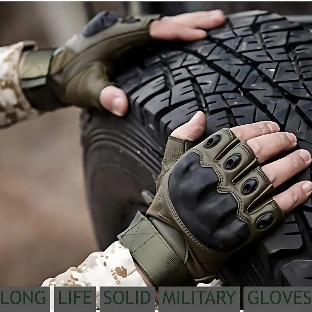 Tactical Riding Gloves for Men Half-Finger Motorcycle Gloves with Rubber Knuckle Guard Non-Slip Grip Palm Padding | Protective Bike Riding Sports Gloves for Outdoors image 6