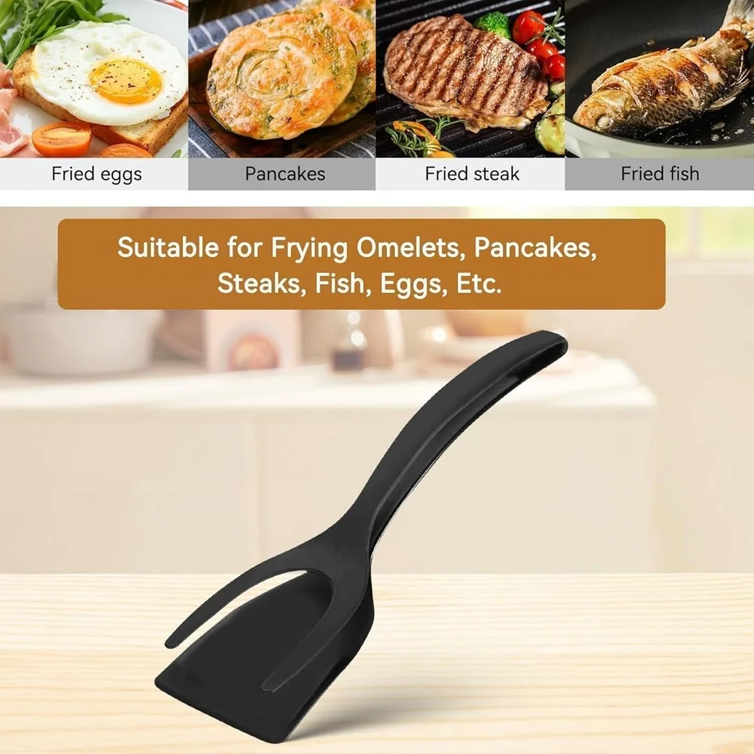 Silicone 2 in 1 Grip and Flip Spatula Tong, Non Stick Spatula, Egg Flipper, Multi-Purpose Kitchen Tool image 4