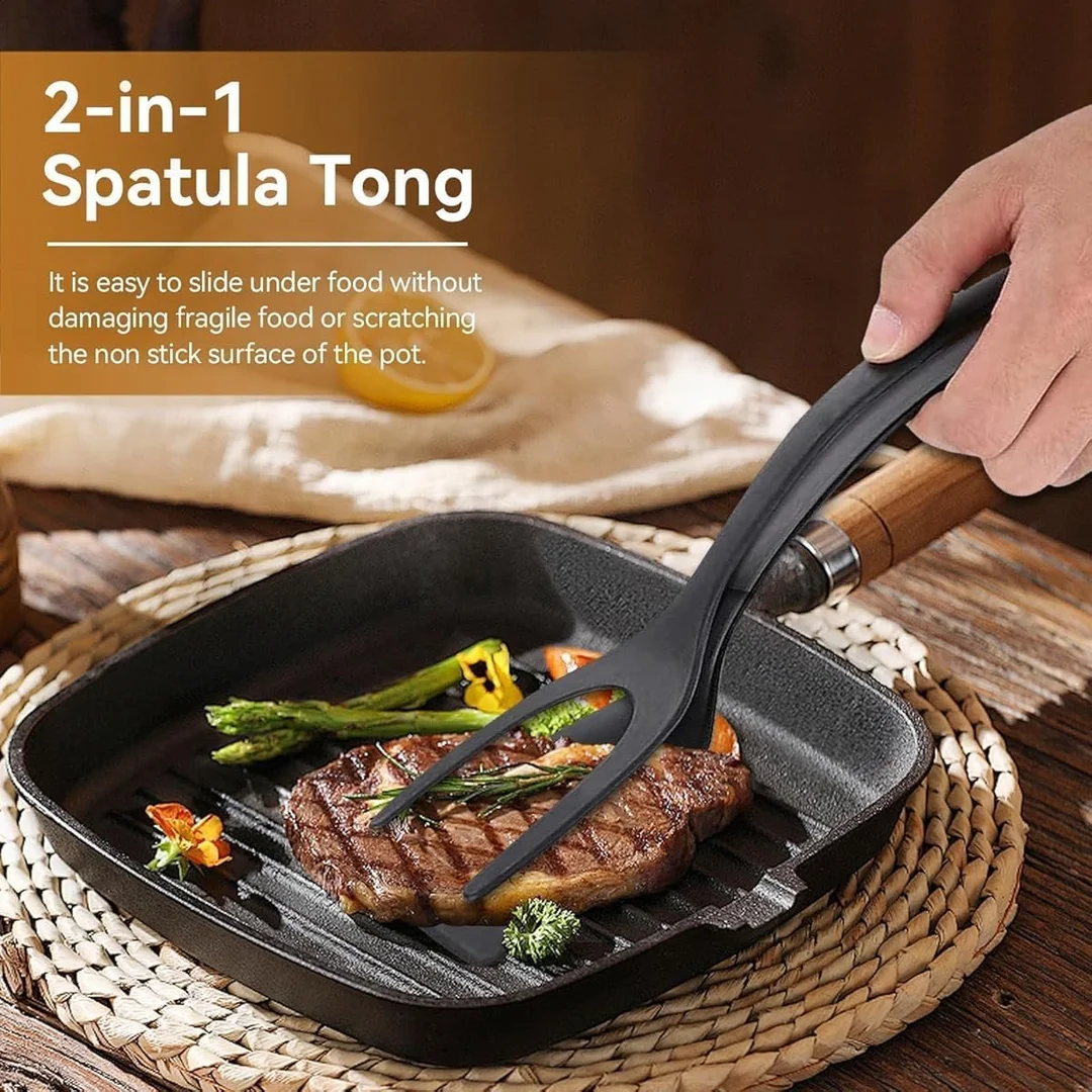 Silicone 2 in 1 Grip and Flip Spatula Tong, Non Stick Spatula, Egg Flipper, Multi-Purpose Kitchen Tool image 5