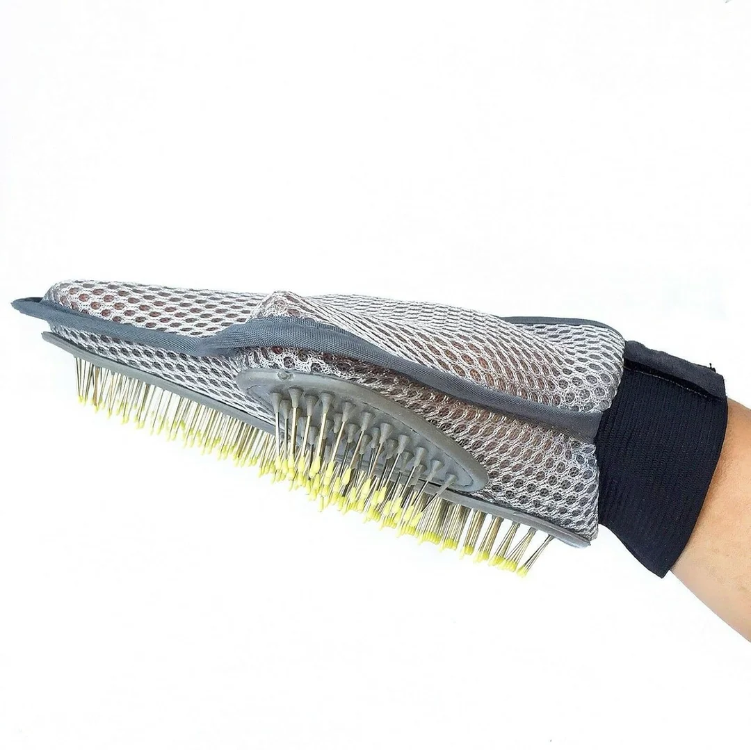 Pet Grooming Glove with Silicone Bristles for Dogs | Hand Wear Hair Removal Glove for Gentle Grooming, Loose Hair Removal | Improved Circulation image 2
