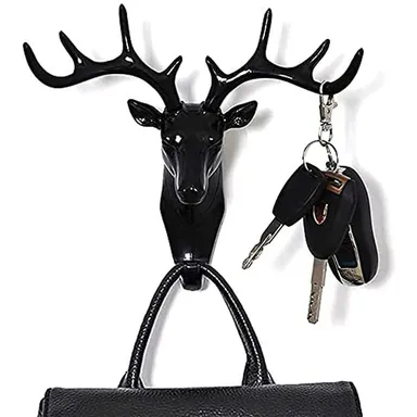 Deer Head Hook Self Adhesive Wall Door Hook Hanger for Bags Keys Sticky Holder Wall Mount |Black thumbnail 2