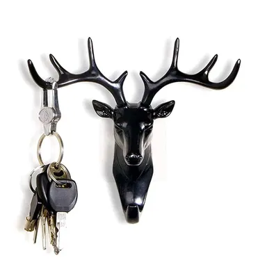 Deer Head Hook Self Adhesive Wall Door Hook Hanger for Bags Keys Sticky Holder Wall Mount |Black thumbnail 3