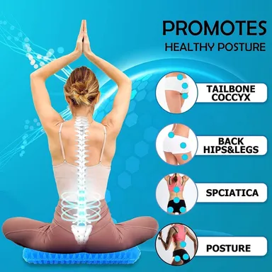 right traders  Egg Gel Seat Cushion Ergonomic Breathable Design Pressure Relief Sitter Tailbone Pain Sciatica Pain Back Pain Silicon Seater Cushion Chair Pad with Non-Slip Cover thumbnail 1