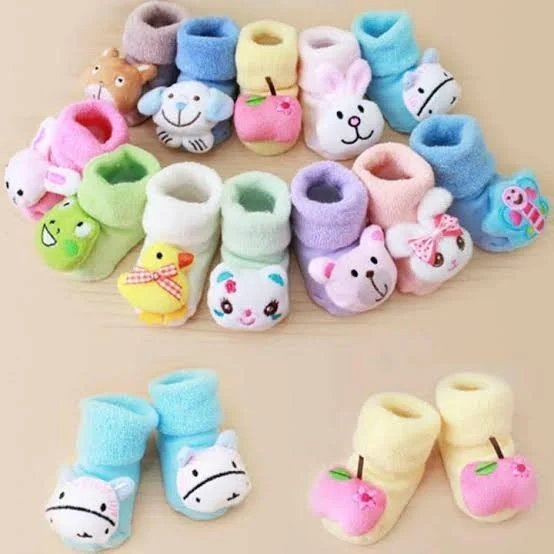 Baby Soft Socks Booties for Newborn Baby Boys and Baby Girls 0–6 Months Multicolour | Skin Friendly Cotton Infant Footwear Unisex Baby Feet Protector Gift image 1