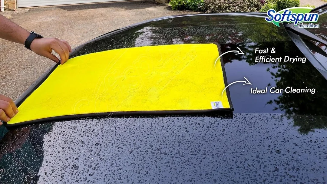 Right traders   Microfiber Cloth 40x40 Cms 1 Piece Yellow +Grey Towel Set | Extra Thick Microfiber Cleaning Cloths Perfect for Bike Auto| Cars Both Interior and Exterior. image 3