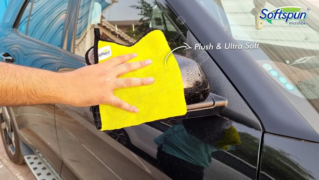 Right traders   Microfiber Cloth 40x40 Cms 1 Piece Yellow +Grey Towel Set | Extra Thick Microfiber Cleaning Cloths Perfect for Bike Auto| Cars Both Interior and Exterior. image 4
