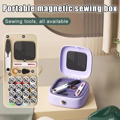Magnetic Needle and Thread Set Sewing Kit Gift for Grandma and Moms Portable Travel Home Small Sewing Box with Storage DIY Thread Needle Threader and Scissors Kit for Emergency Repairs thumbnail 3