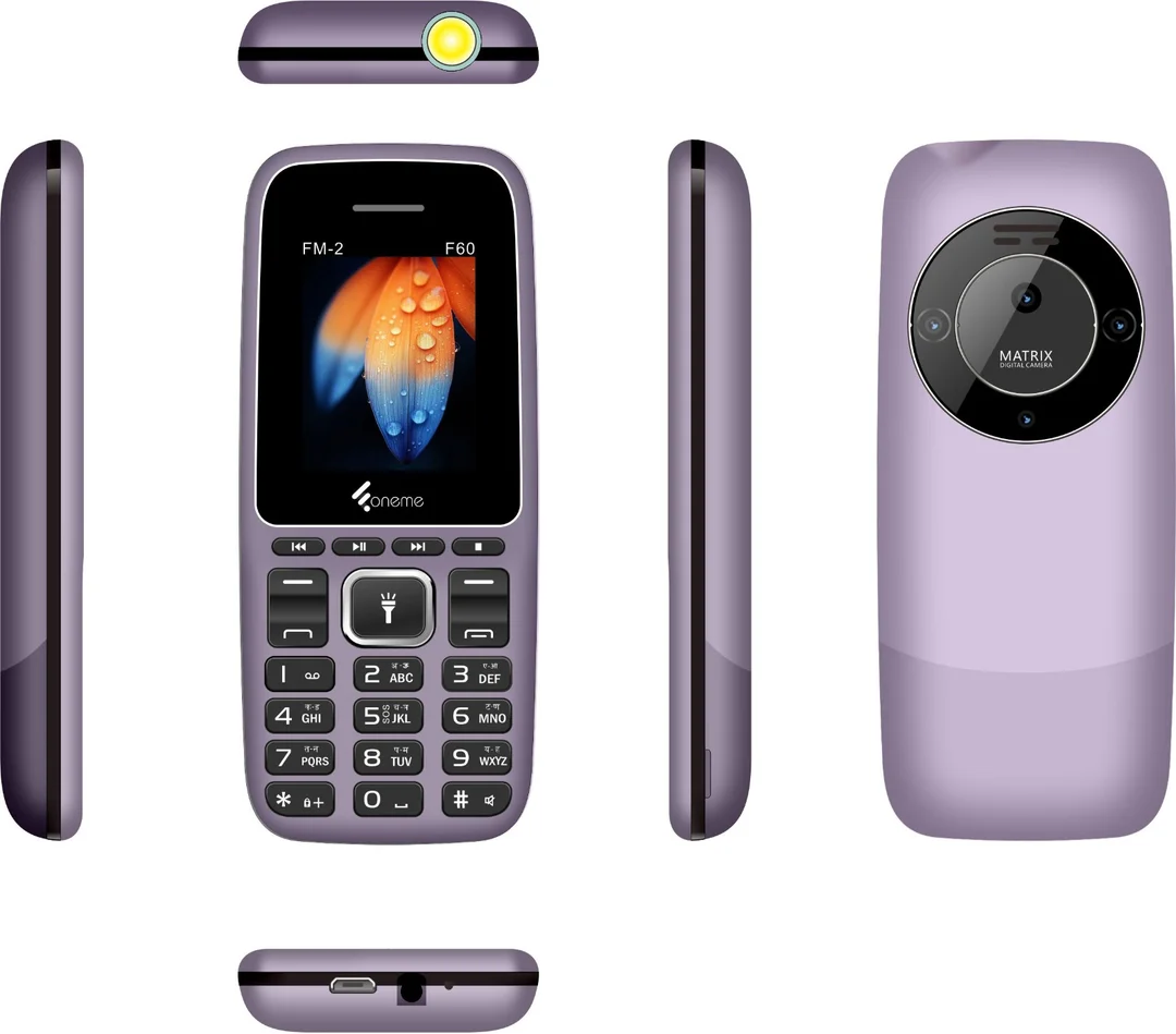 Foneme F60 Dual SIM Feature Phone 1.8 Inch Display 8 MB RAM 16 MB Storage 0.3 MP Camera 1000 mAh Battery Classic Candybar GSM Phone Best Budget Calling Text FM India image 2