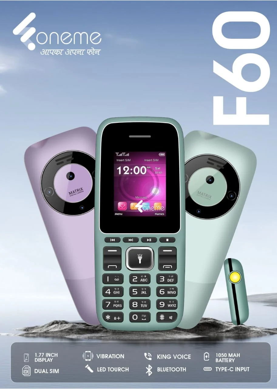 Foneme F60 Dual SIM Feature Phone 1.8 Inch Display 8 MB RAM 16 MB Storage 0.3 MP Camera 1000 mAh Battery Classic Candybar GSM Phone Best Budget Calling Text FM India image 1