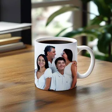 Custom Photo Printed Ceramic Coffee Mug 325ml | Personalised Picture Print White Mug for Birthday Anniversary Gift India thumbnail 1