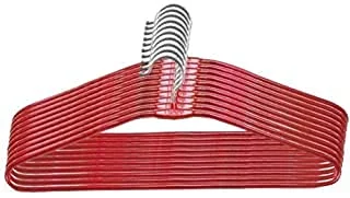 Heavy Duty Stainless Steel Cloth Hanger with Red Plastic Coating Pack of 10 | Rust Resistant Strong Clothes Hangers for Wardrobe India image 2