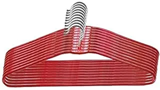 Heavy Duty Stainless Steel Cloth Hanger with Red Plastic Coating Pack of 10 | Rust Resistant Strong Clothes Hangers for Wardrobe India thumbnail 1