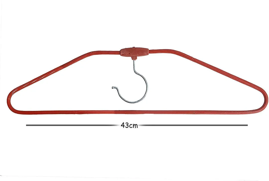 Heavy Duty Stainless Steel Cloth Hanger with Red Plastic Coating Pack of 10 | Rust Resistant Strong Clothes Hangers for Wardrobe India image 3