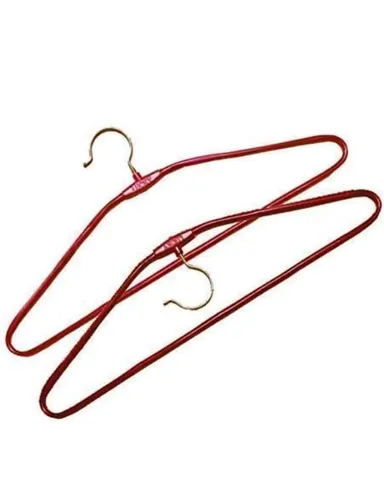 Heavy Duty Stainless Steel Cloth Hanger with Red Plastic Coating Pack of 10 | Rust Resistant Strong Clothes Hangers for Wardrobe India thumbnail 3
