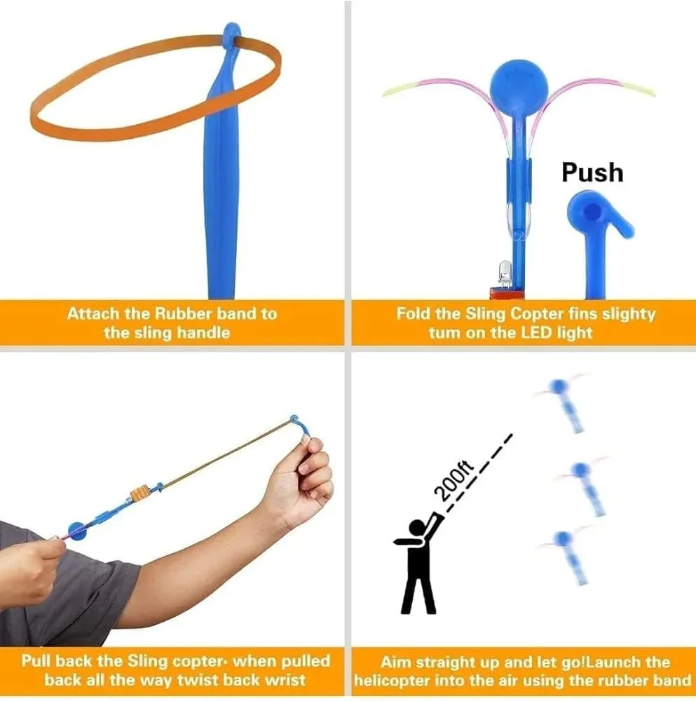 LED Light Helicopter Flying Toys | Pack of 10 Kids Outdoor Propeller Toy Multicolor Party Fun image 3