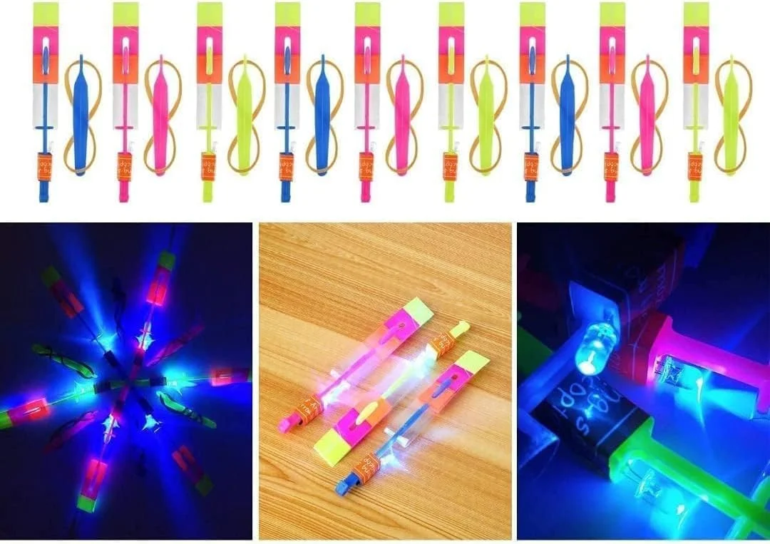 LED Light Helicopter Flying Toys | Pack of 10 Kids Outdoor Propeller Toy Multicolor Party Fun image 4
