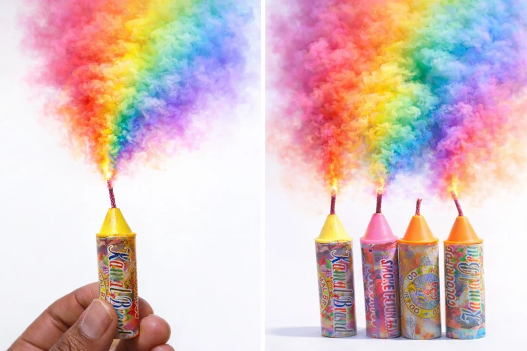 Rainbow Colour Smoke Bombs Festival Smoke Flares for Holi, Photography, Parties, Outdoor Events, Colourful Smoke Grenades Pack of 4 image 1