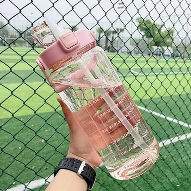 Right traders ,Transparent Water Bottle 2000ML, 900ML, 300ML with Motivational Time Marker |Leak Proof&Break-Proof thumbnail 3