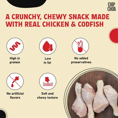 Chip Chops Dried Chicken Jerky Dog Trea|  Easily Digestible, Healthy Dog Treat, Perfect for Snacks, Suitable for All Dog Breeds Pack of 2| Each 70gm thumbnail 4
