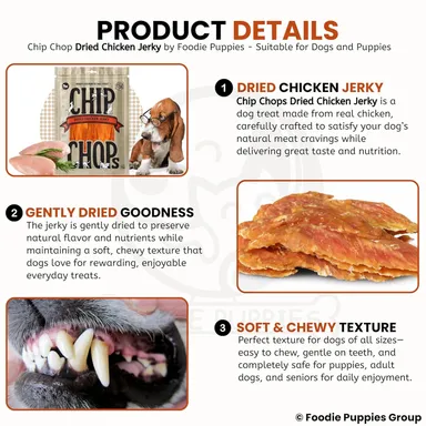Chip Chops Optimum Health Formula Dried Chicken Jerky Treat for Dogs - 70gm, (Pack of 1) | Highly Nutritional & Digestible Snack  thumbnail 2