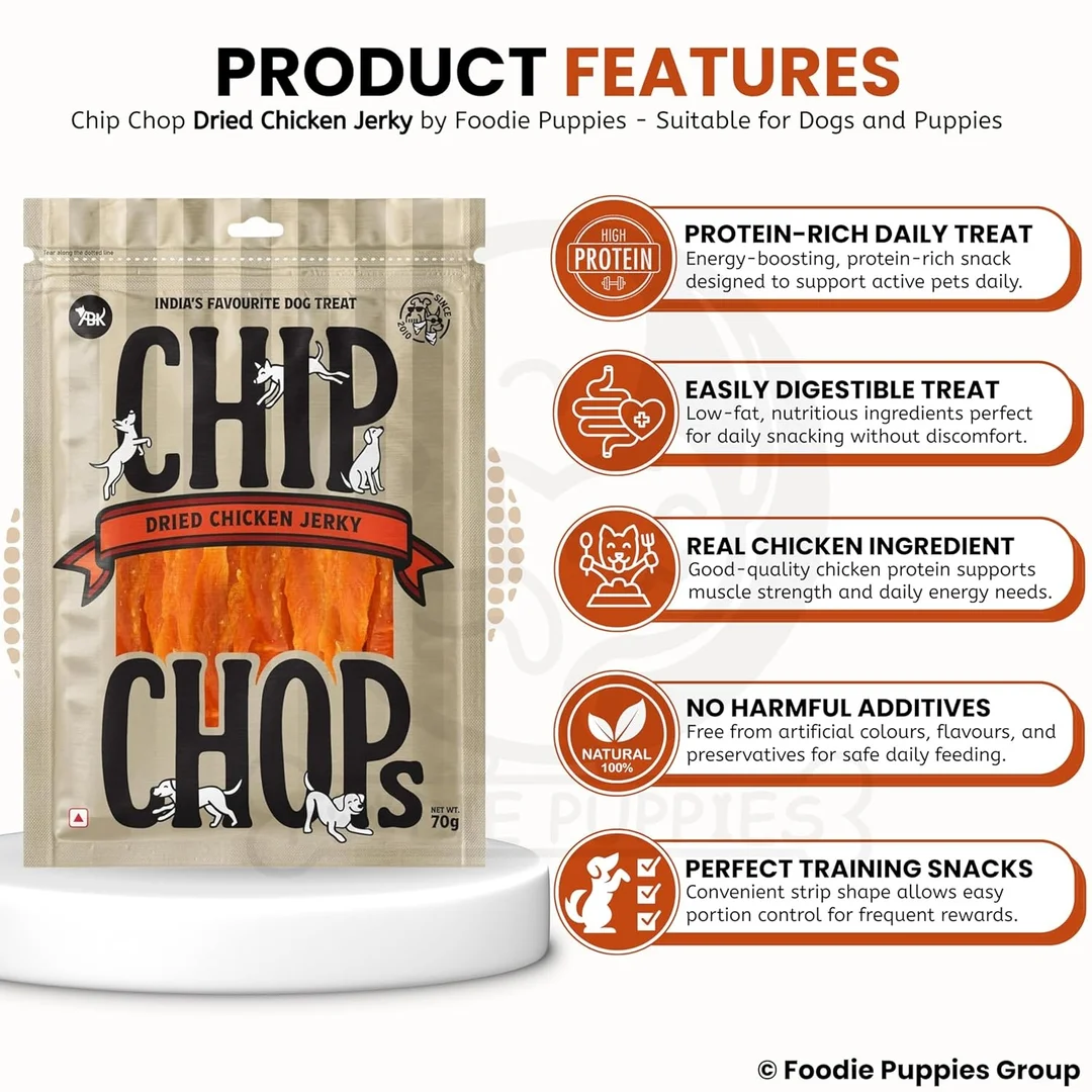 Chip Chops Optimum Health Formula Dried Chicken Jerky Treat for Dogs - 70gm, (Pack of 1) | Highly Nutritional & Digestible Snack  image 5